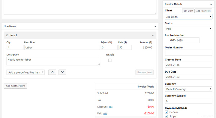 Invoice Create & Edit Interface