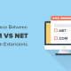 The difference between .com and .net domains