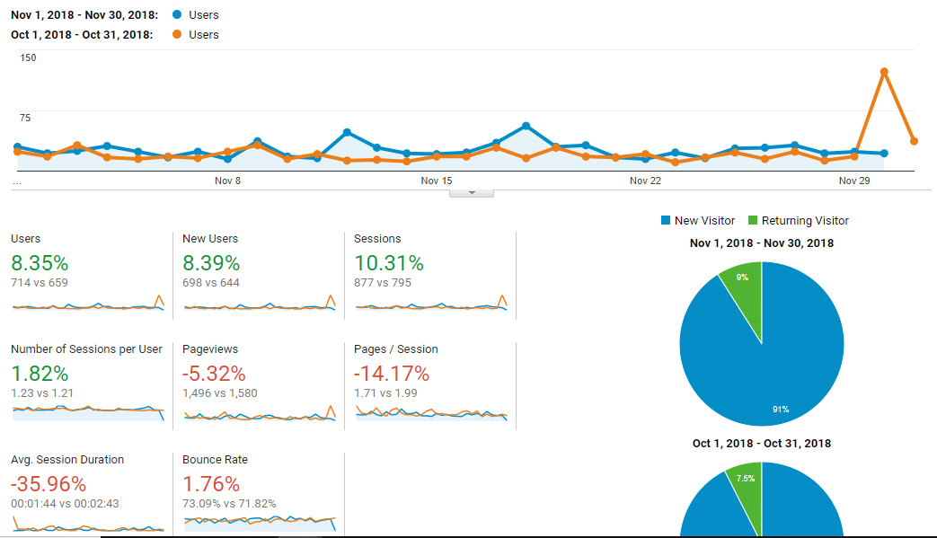 Google Analytics Traffic - November